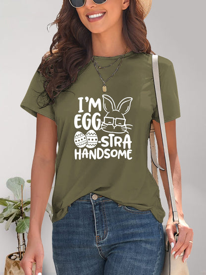Graphic Round Neck Short Sleeve T-Shirt Matcha Green