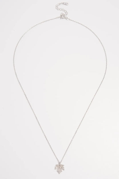 925 Sterling Silver Zircon Maple Leaf Necklace