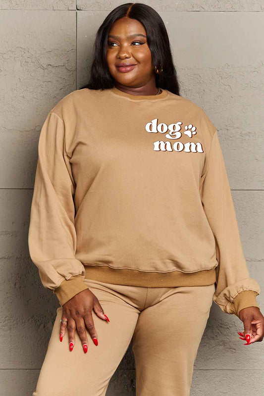 Simply Love Simply Love Full Size Round Neck Dropped Shoulder DOG MOM Graphic Sweatshirt Mocha