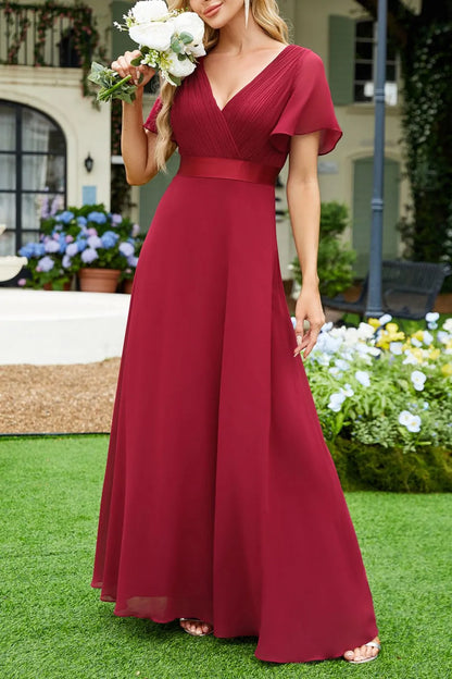 Surplice Flutter Sleeve Maxi Dress