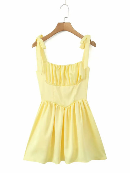 Tie-Shoulder Square Neck Mini Dress
