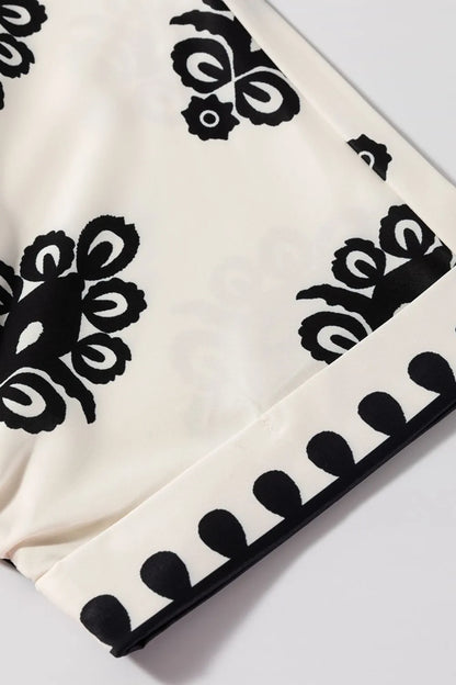 Printed Short Sleeve Loose Blouse