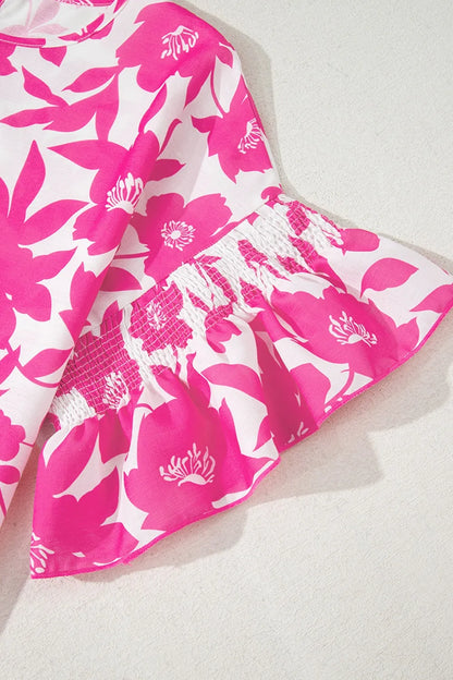 Floral Print Short Sleeve Casual Blouse