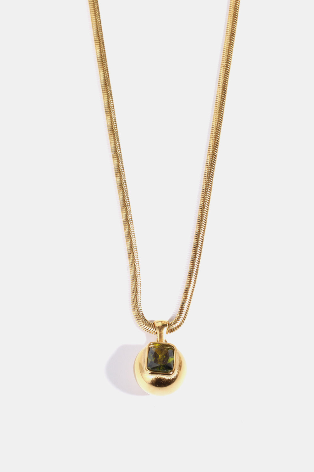 Zircon 18K Gold-Plated Geometrical Shape Pendant Necklace Olive One Size