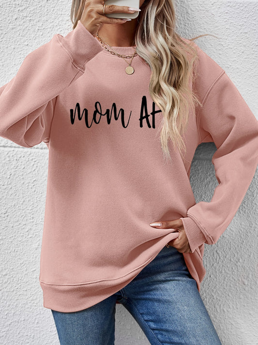 Letter Graphic Dropped Shoulder Sweatshirt Blush Pink