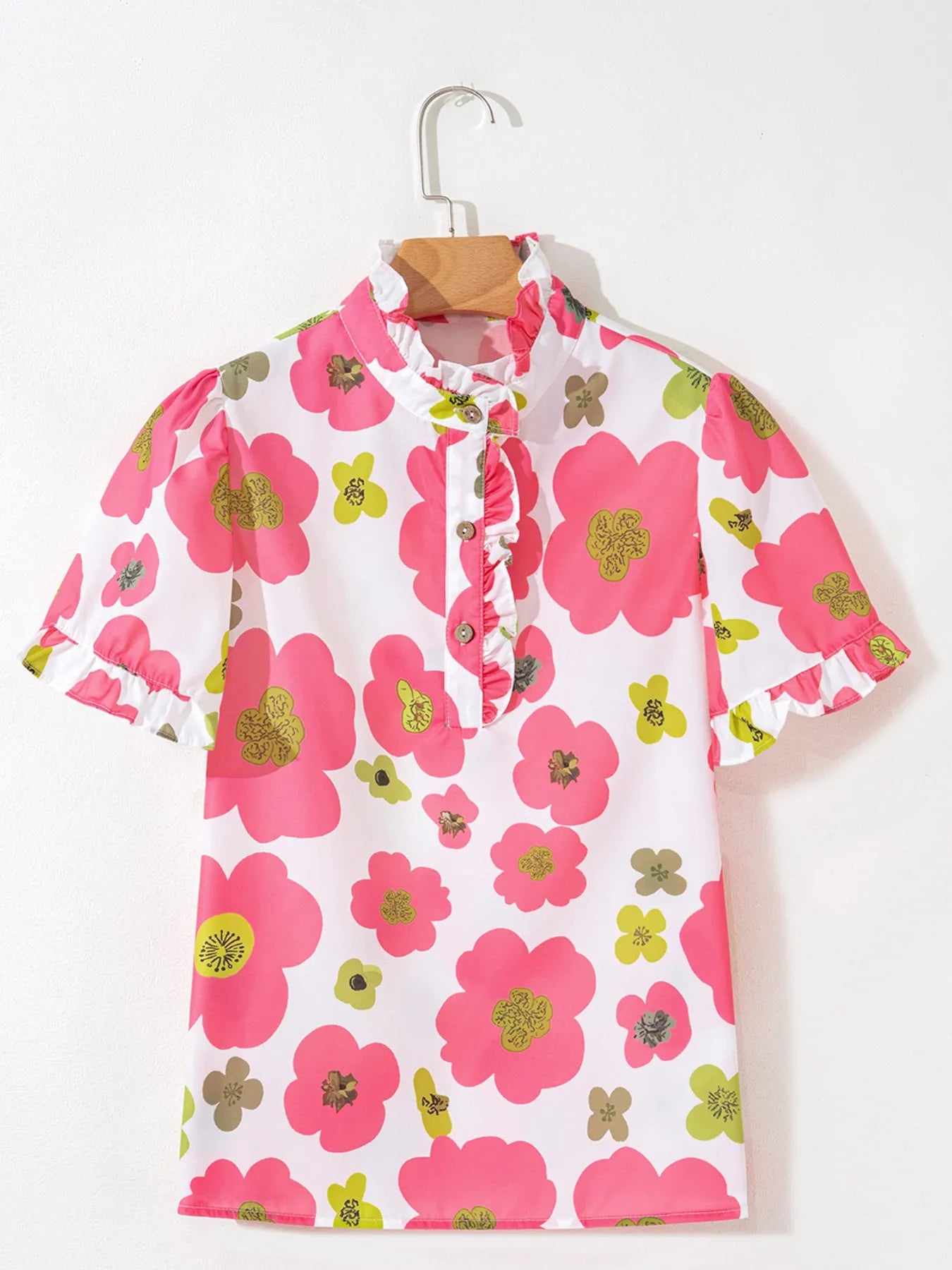 Floral Print Short Sleeve Blouse