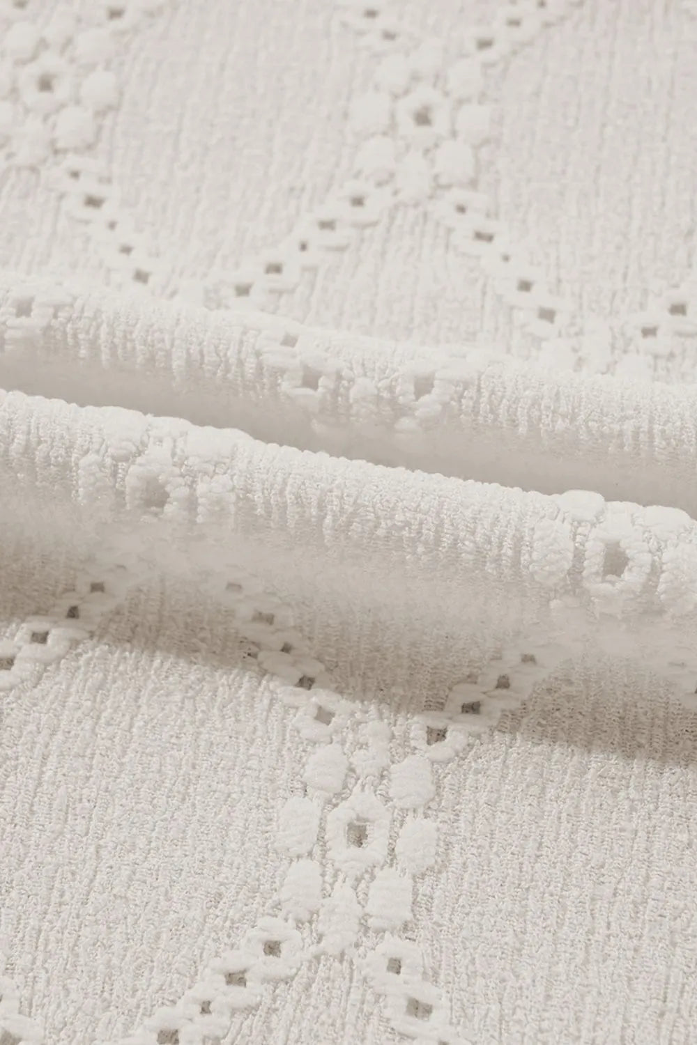 Eyelet Round Neck Short Sleeve Blouse