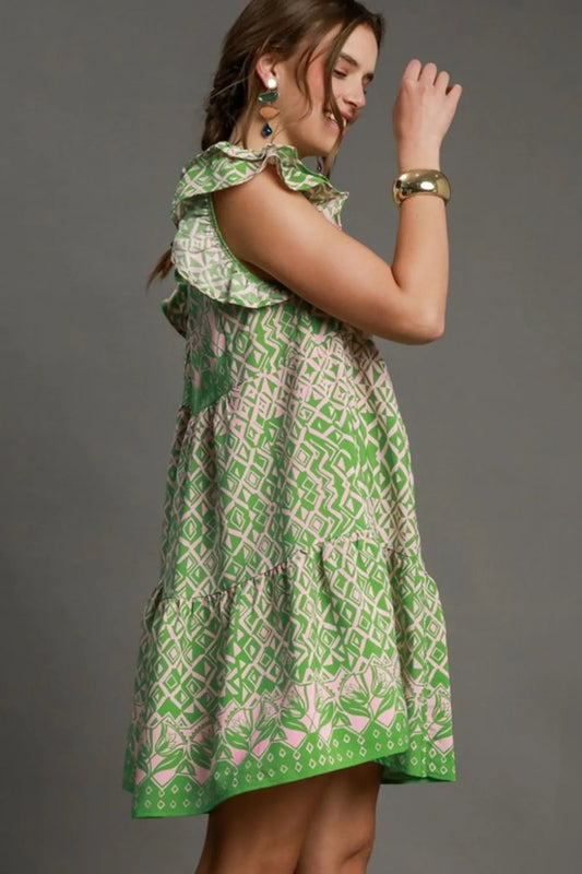Umgee Full Size Mixed Print Mini Dress Plus Size