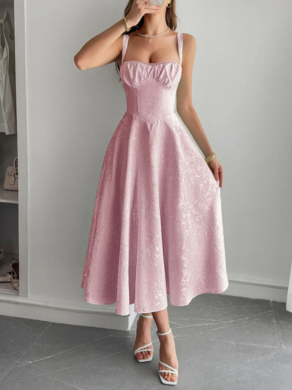 Lace-Up Sleeveless Midi Dress